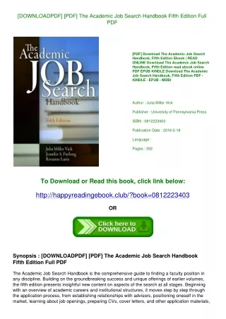 [DOWNLOADPDF] [PDF] The Academic Job Search Handbook  Fifth Edition Full PDF