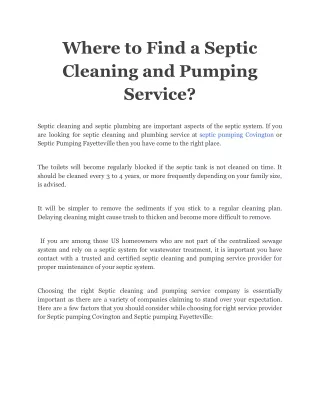 where to find a septic cleaning and pumping
