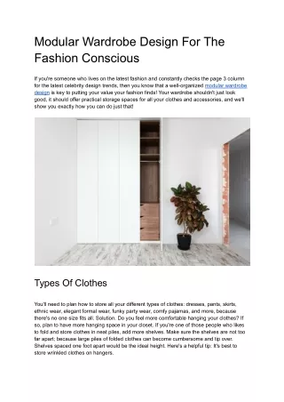 modular wardrobe design for the fashion conscious