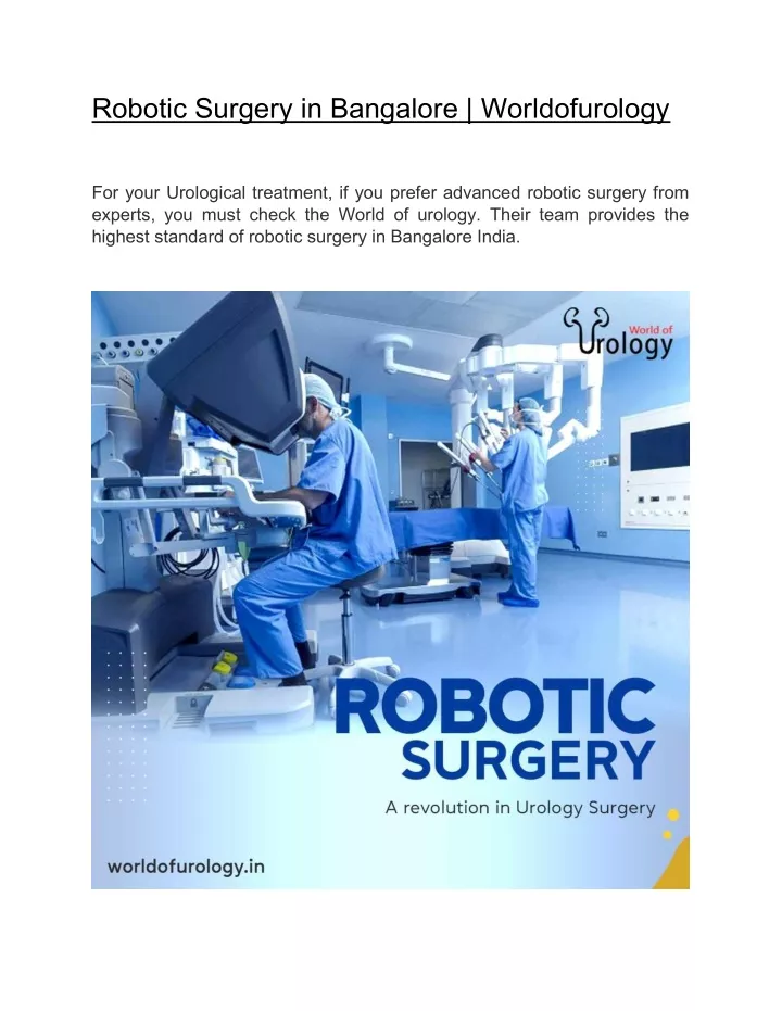 robotic surgery in bangalore worldofurology