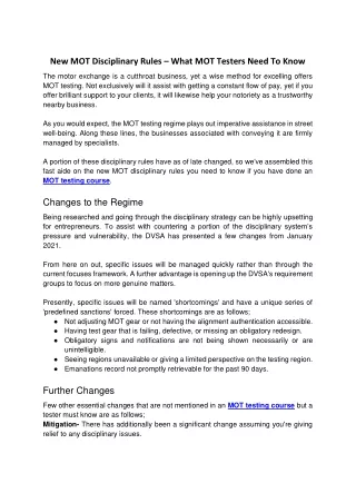 new mot disciplinary rules what mot testers need