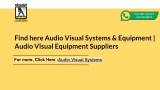 Find here Audio Visual Systems & Equipment | Audio Visual Equipment Suppliers