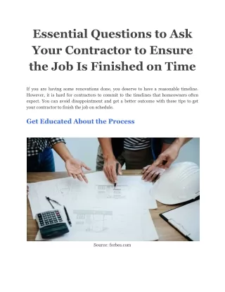 essential questions to ask your contractor