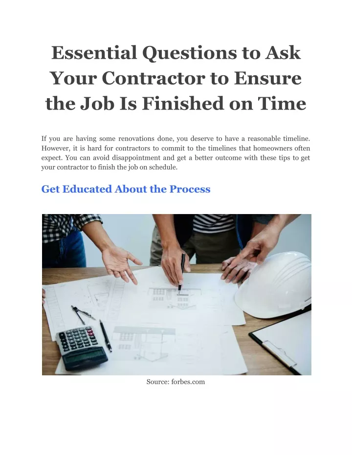 essential questions to ask your contractor