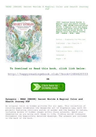READ [EBOOK] Secret Worlds A Magical Color and Search Journey PDF