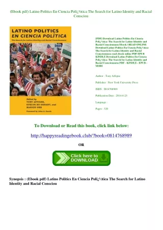 (Ebook pdf) Latino Politics En Ciencia Polï¿½tica The Search for Latino Identity and Racial Consciou