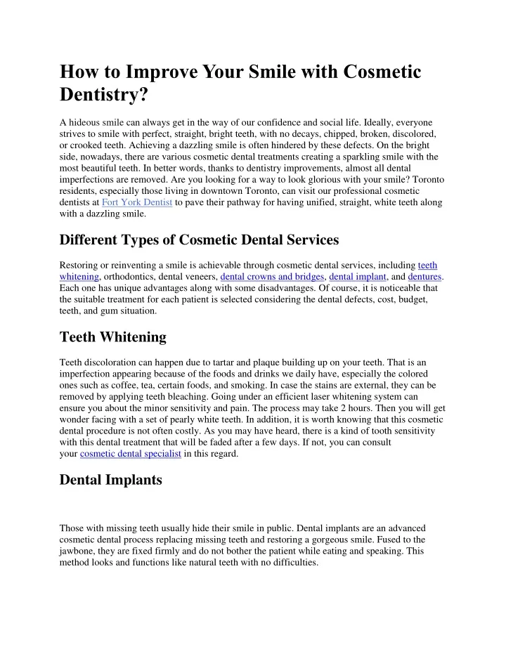 how to improve your smile with cosmetic dentistry