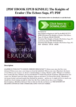 {PDF EBOOK EPUB KINDLE} The Knights of Erador (The Echoes Saga  #7) READ PDF