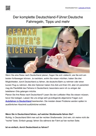 Der komplette Deutschland-Führer:Deutsche Fahrregeln, Tipps und mehr