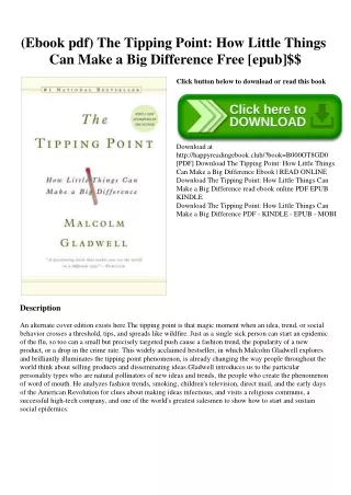 (Ebook pdf) The Tipping Point How Little Things Can Make a Big Difference Free [epub]$$