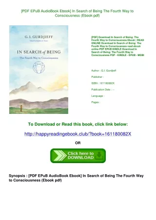 [PDF EPuB AudioBook Ebook] In Search of Being The Fourth Way to Consciousness (Ebook pdf)