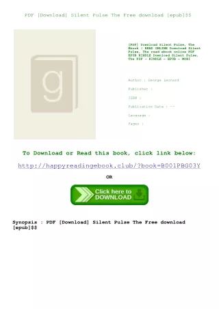 PDF [Download] Silent Pulse  The Free download [epub]$$