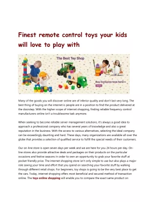 Finest remote control toys your kids will love to play with