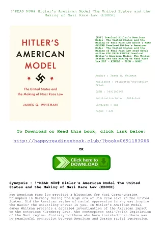 !^READ N0W# Hitler's American Model The United States and the Making of Nazi Race Law {EBOOK}