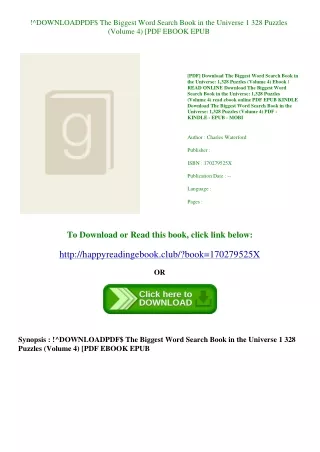!^DOWNLOADPDF$ The Biggest Word Search Book in the Universe 1 328 Puzzles (Volume 4) [PDF EBOOK EPUB