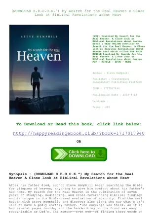 (DOWNLOAD E.B.O.O.K.^) My Search for the Real Heaven A Close Look at Biblical Revelations about Heav