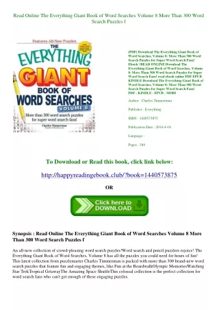 Read Online The Everything Giant Book of Word Searches  Volume 8 More Than 300 Word Search Puzzles f