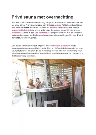 priv sauna met overnachting