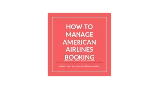 HOW TO MANAGE AMERICAN AIRLINES BOOKING