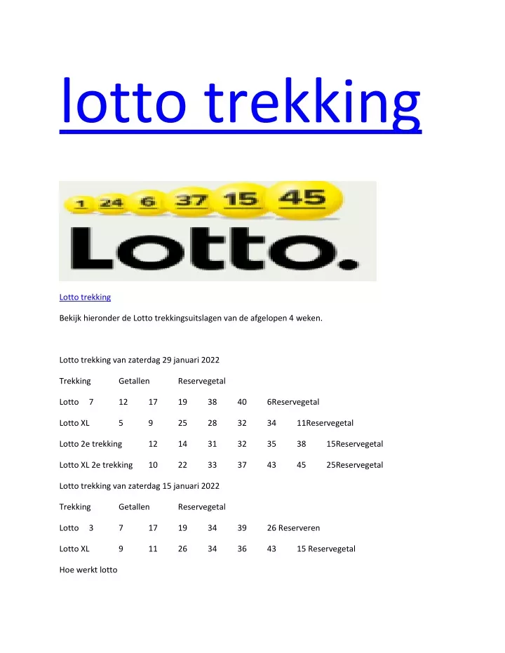 lotto trekking