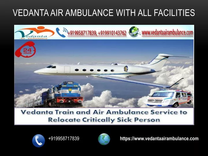 vedanta air ambulance with all facilities