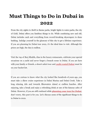 must things to do in dubai in 2022