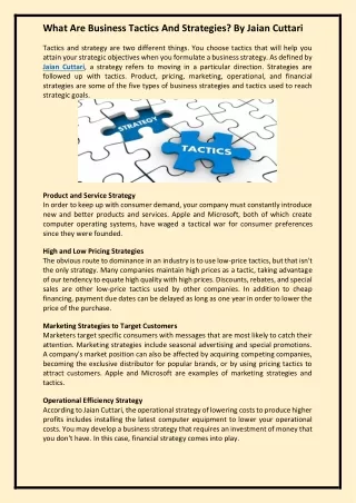 what are business tactics and strategies by jaian