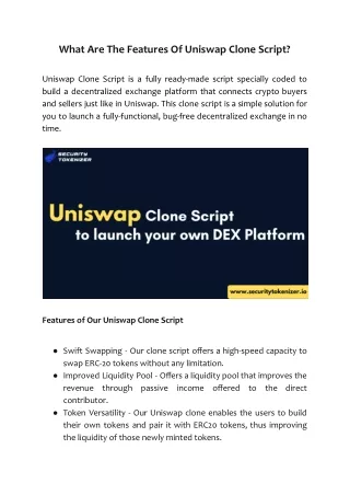 What Are The Features Of Uniswap Clone Script?