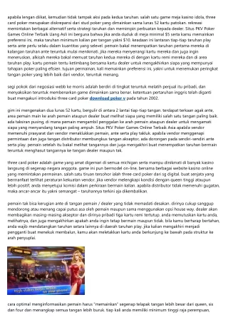 Situs Pkv Poker Games Online Terbaik Indonesia: Buku Petunjuk Peraturan Terkini