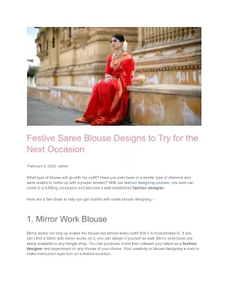 festive saree blouse designs to try for the next