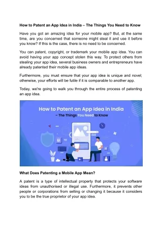 how to patent an app idea in india the things