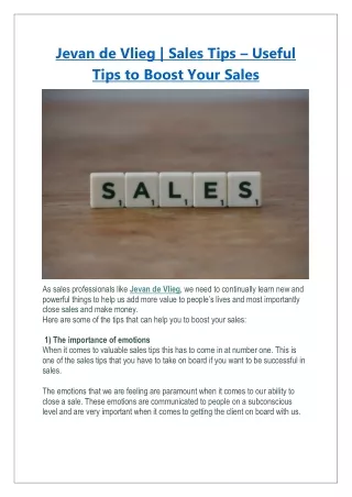 Sales Tips – Useful Tips to Boost Your Sales