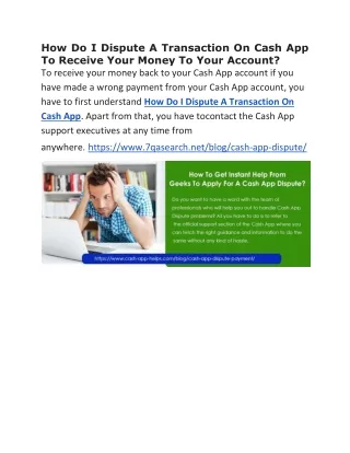 how do i dispute a transaction on cash