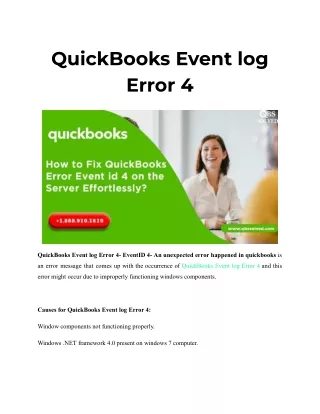 QuickBooks Event log Error 4