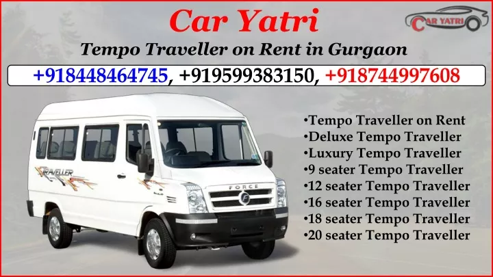 car yatri tempo traveller on rent in gurgaon