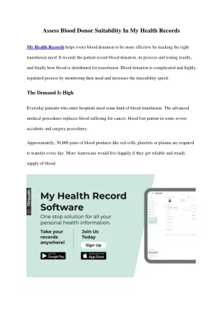 Assess Blood Donor Suitability In My Health Records