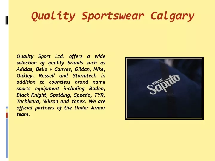 quality sportswear calgary