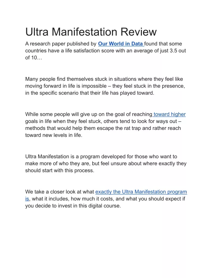 ultra manifestation review