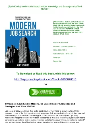 (Epub Kindle) Modern Job Search Insider Knowledge and Strategies that Work $BOOK^
