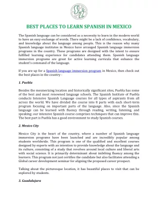 Best Places to Learn Spanish in Mexico