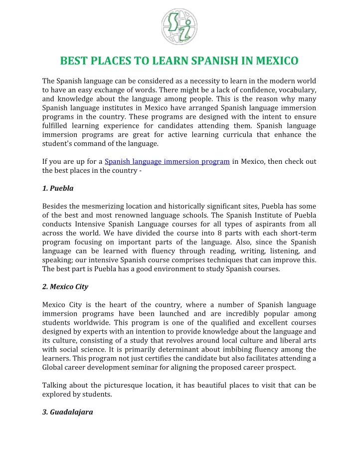 best places to learn spanish in mexico