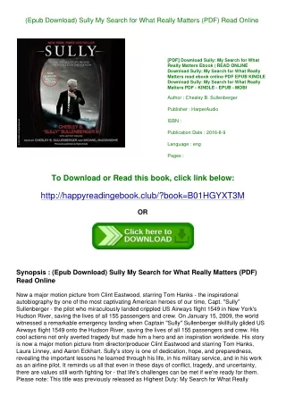 (Epub Download) Sully My Search for What Really Matters (PDF) Read Online