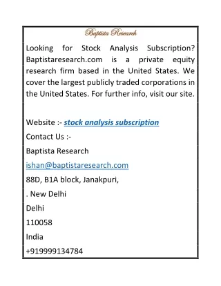 looking for stock analysis subscription
