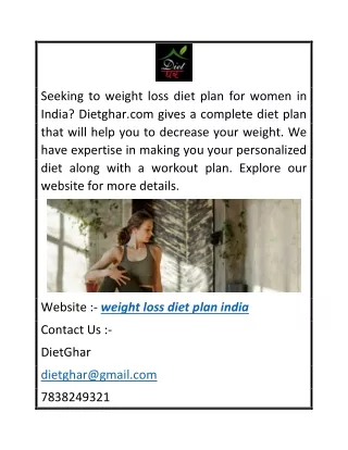Weight Loss Diet Plan India  Dietghar.com