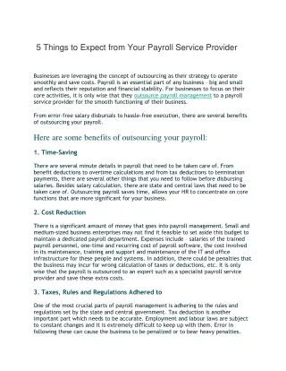 5 things to expect from your payroll service
