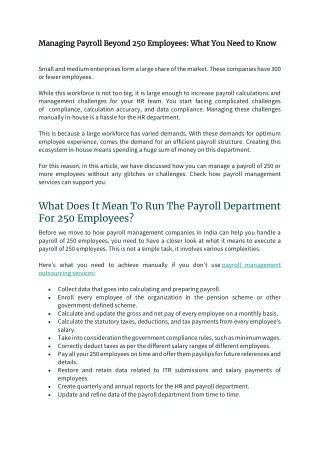 managing payroll beyond 250 employees what