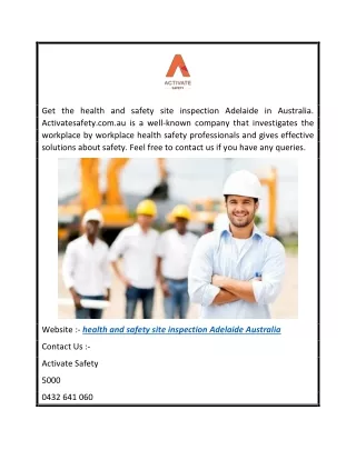 Health And Safety Site Inspection Adelaide Australia  Activatesafety.com.au