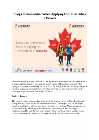 Things to Remember When Applying For Universities in Canada