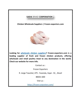 Chicken Wholesale Suppliers | Frozen-exporters.com