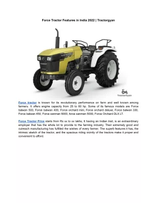 Force Tractor Features in India 2022 | Tractorgyan